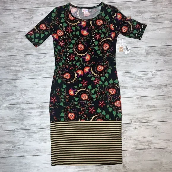 LuLaRoe Black Floral Julia XS NWT - Picture 1 of 2
